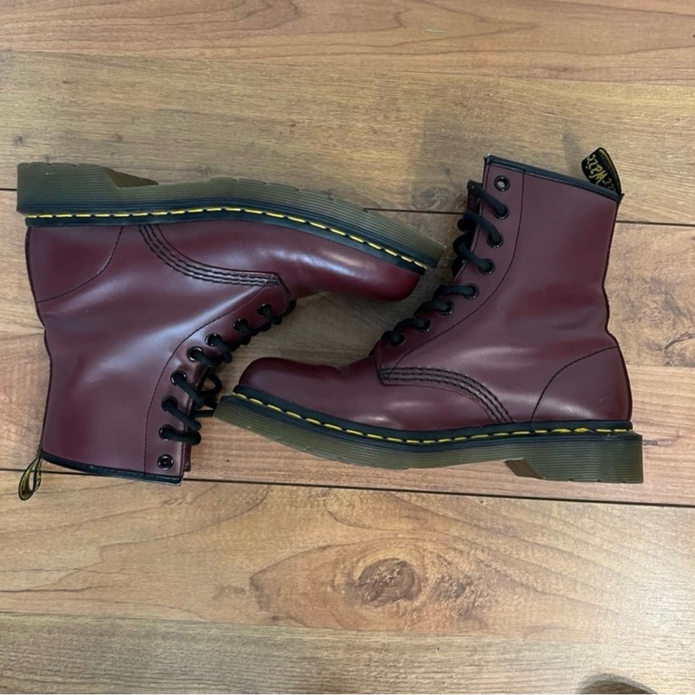 Dr Martens 1460 Original Red Mid Calf Smooth Leather Lace Up Boots 7